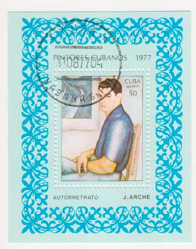 Куба 1977, Автопортрет Хорхе Арче (Кубинские художники) Почтовый блок в продаже Куба 1977, Автопортрет Хорхе Арче (Кубинские художники) Почтовый блок в продаже